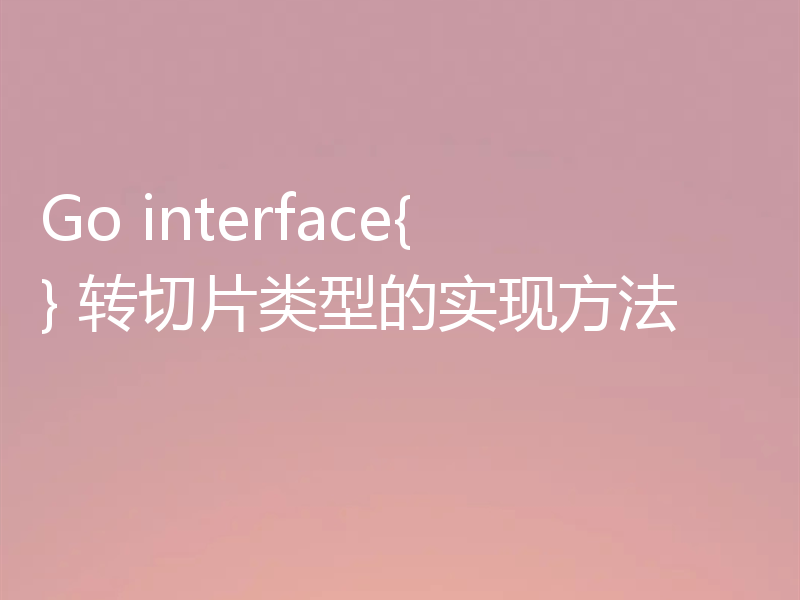 Go interface{} 转切片类型的实现方法