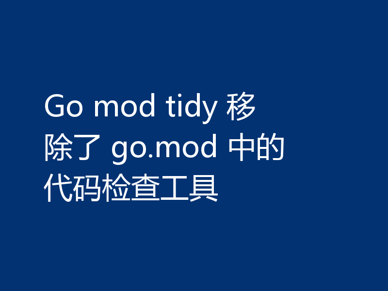 Go mod tidy 移除了 go.mod 中的代码检查工具