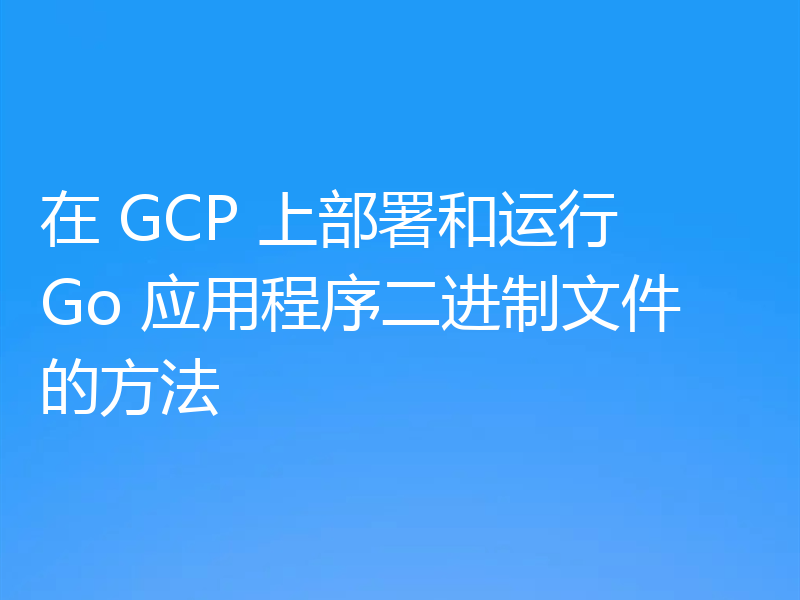 在 GCP 上部署和运行 Go 应用程序二进制文件的方法