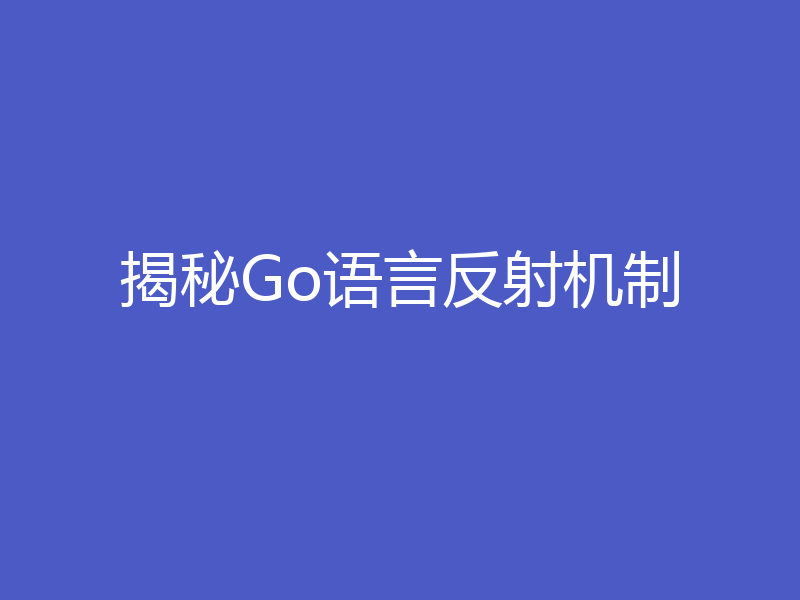 揭秘Go语言反射机制