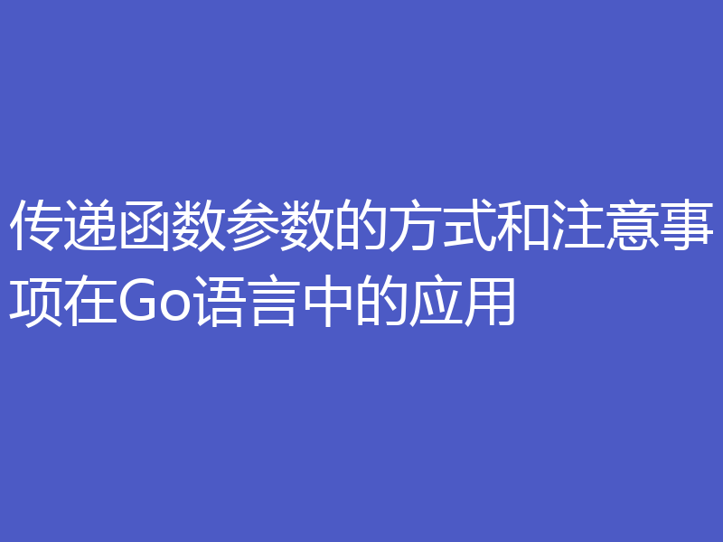 传递函数参数的方式和注意事项在Go语言中的应用