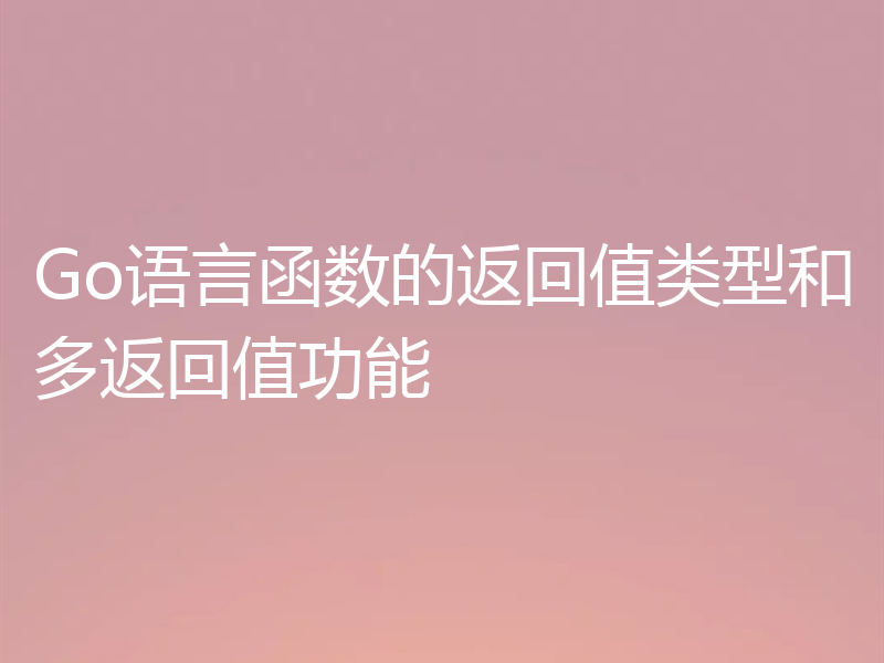 Go语言函数的返回值类型和多返回值功能