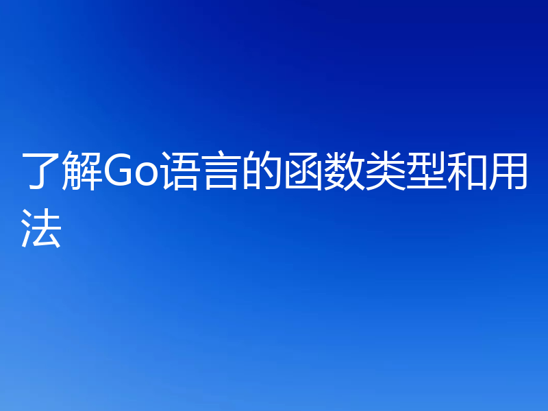 了解Go语言的函数类型和用法