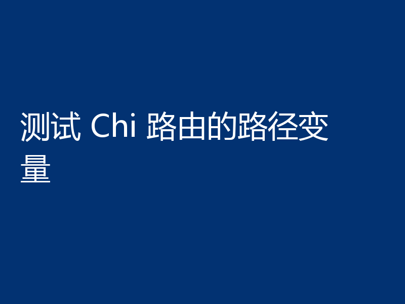 测试 Chi 路由的路径变量
