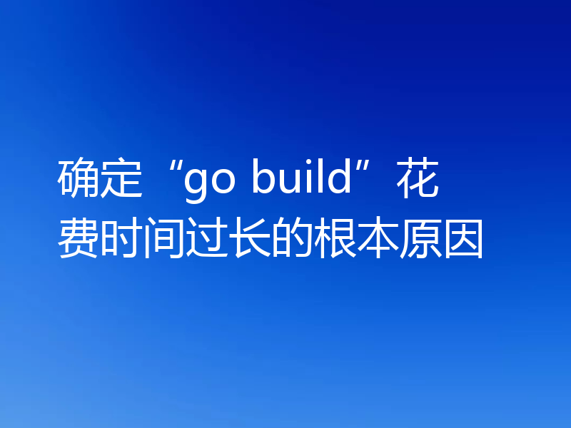 确定“go build”花费时间过长的根本原因