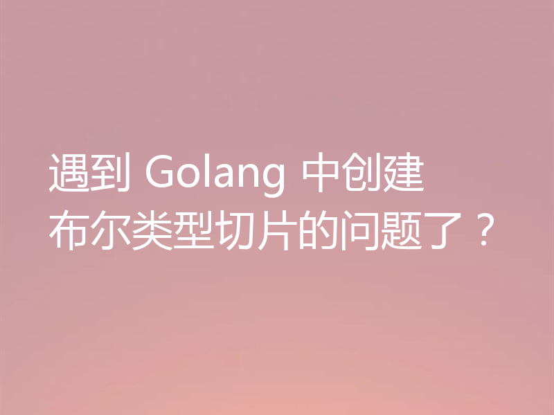 遇到 Golang 中创建布尔类型切片的问题了？