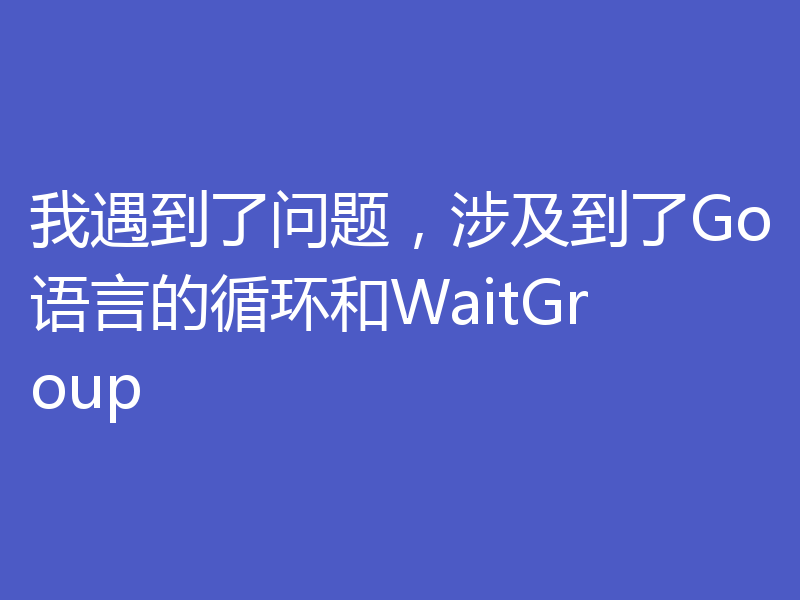 我遇到了问题，涉及到了Go语言的循环和WaitGroup