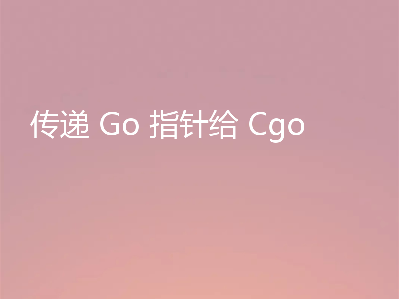 传递 Go 指针给 Cgo