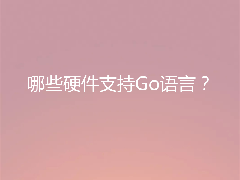 哪些硬件支持Go语言？