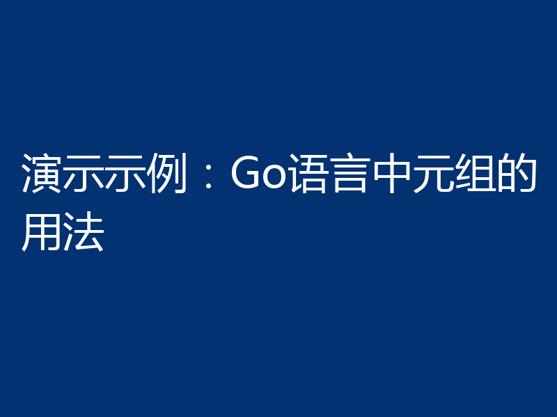 演示示例：Go语言中元组的用法
