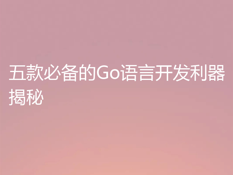 五款必备的Go语言开发利器揭秘