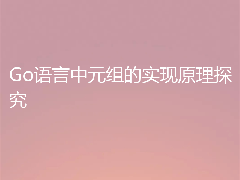 Go语言中元组的实现原理探究
