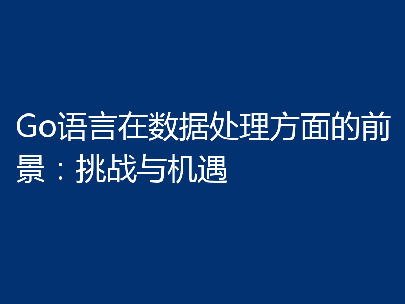 Go语言在数据处理方面的前景：挑战与机遇