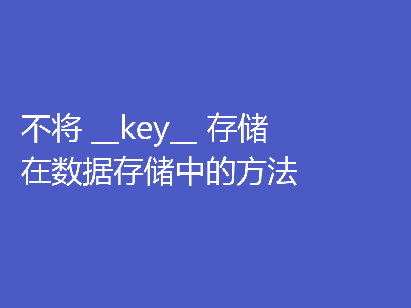不将 __key__ 存储在数据存储中的方法