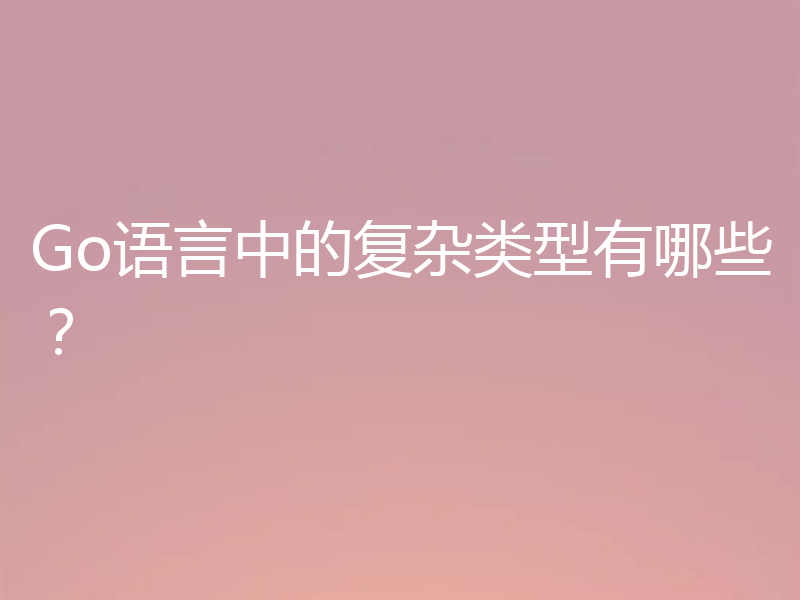 Go语言中的复杂类型有哪些？