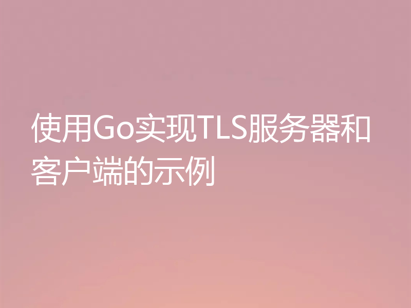 使用Go实现TLS服务器和客户端的示例