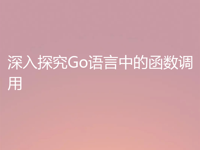 深入探究Go语言中的函数调用