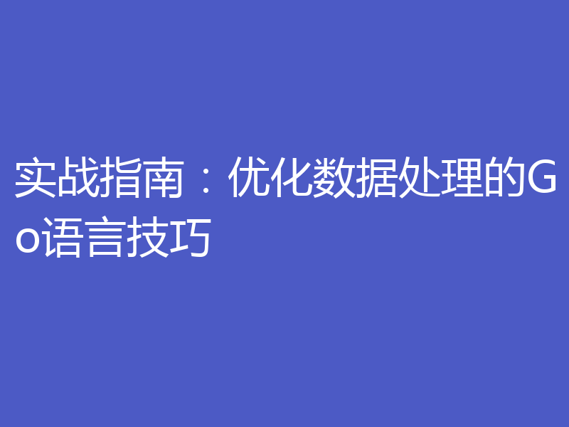 实战指南：优化数据处理的Go语言技巧