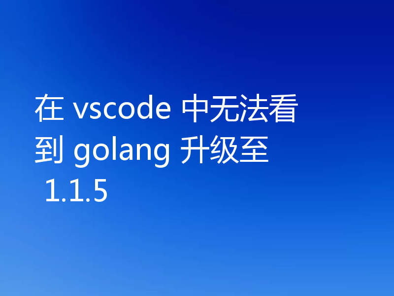 在 vscode 中无法看到 golang 升级至 1.1.5