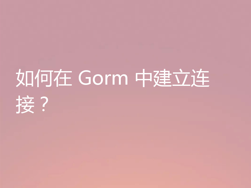 如何在 Gorm 中建立连接？