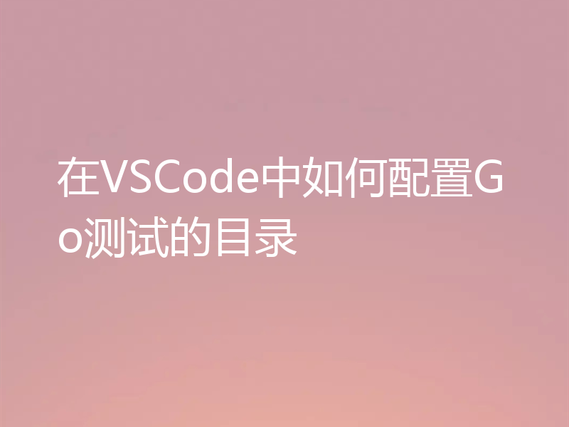 在VSCode中如何配置Go测试的目录