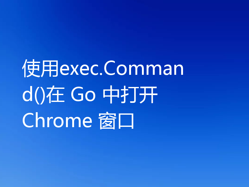 使用exec.Command()在 Go 中打开 Chrome 窗口