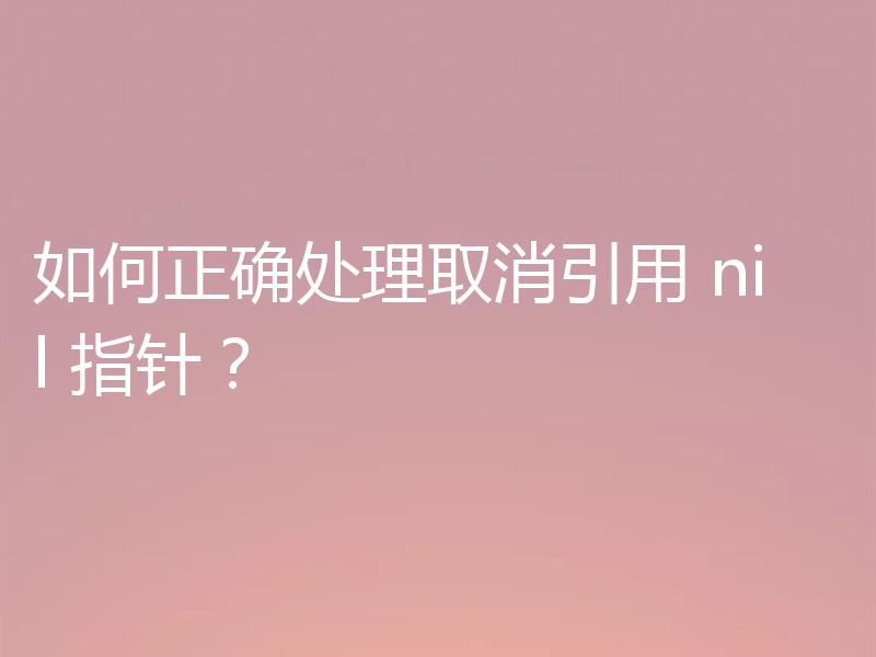 如何正确处理取消引用 nil 指针？