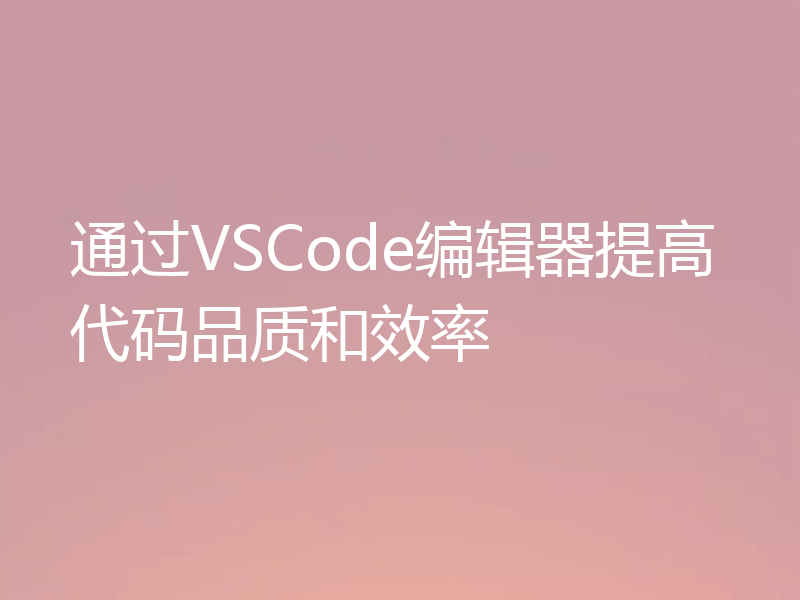 通过VSCode编辑器提高代码品质和效率