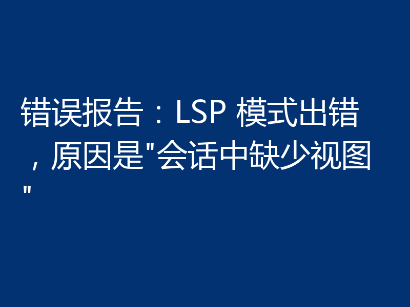 错误报告：LSP 模式出错，原因是