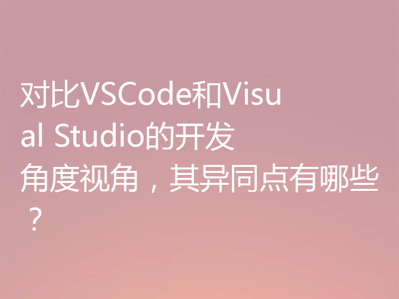 对比VSCode和Visual Studio的开发角度视角，其异同点有哪些？