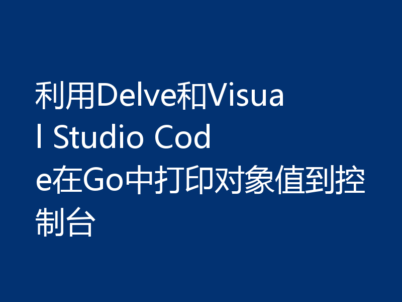 利用Delve和Visual Studio Code在Go中打印对象值到控制台