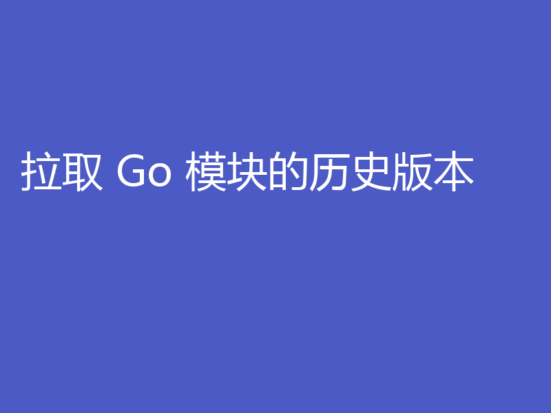 拉取 Go 模块的历史版本