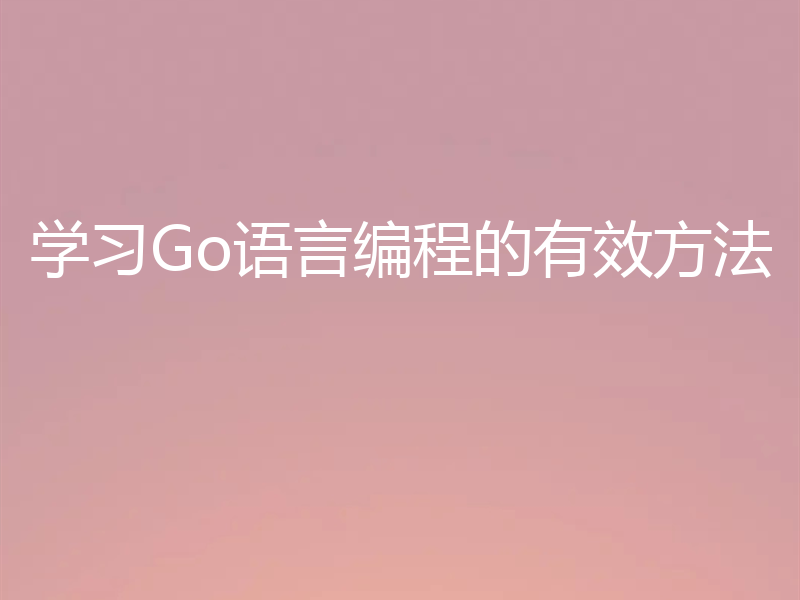 学习Go语言编程的有效方法