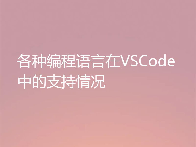 各种编程语言在VSCode中的支持情况
