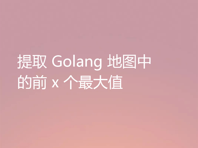 提取 Golang 地图中的前 x 个最大值