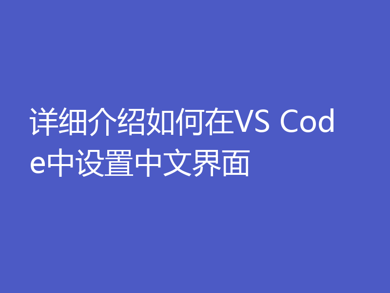 详细介绍如何在VS Code中设置中文界面