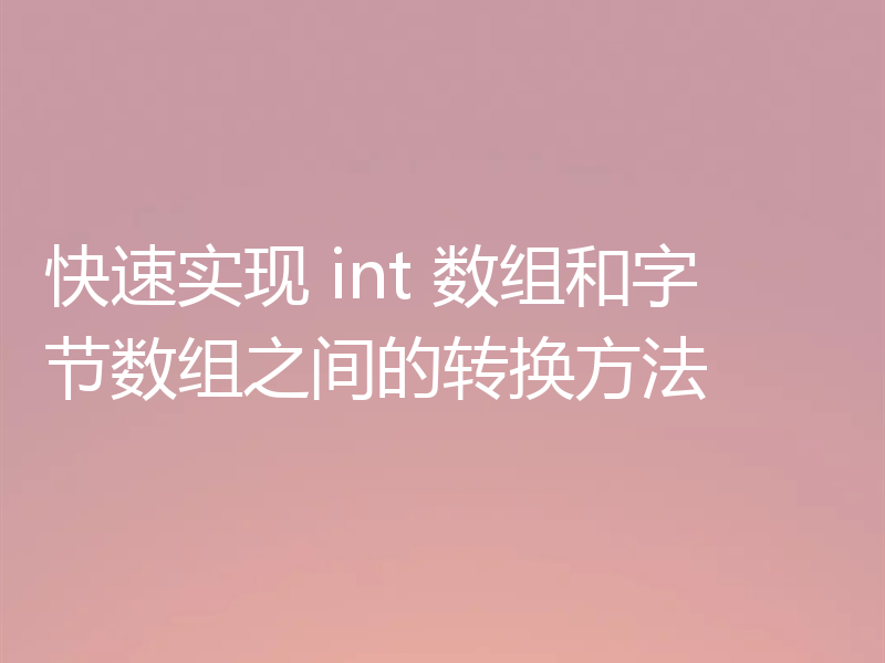 快速实现 int 数组和字节数组之间的转换方法