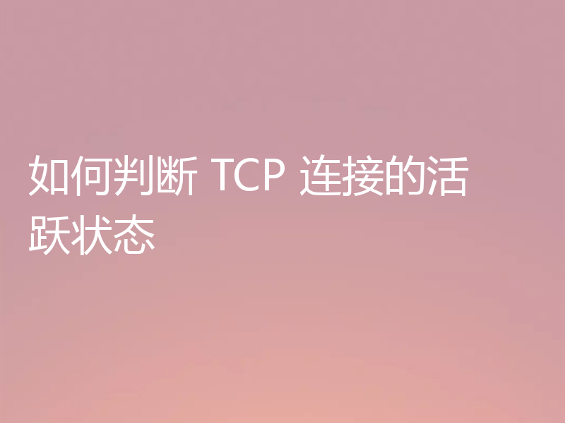 如何判断 TCP 连接的活跃状态