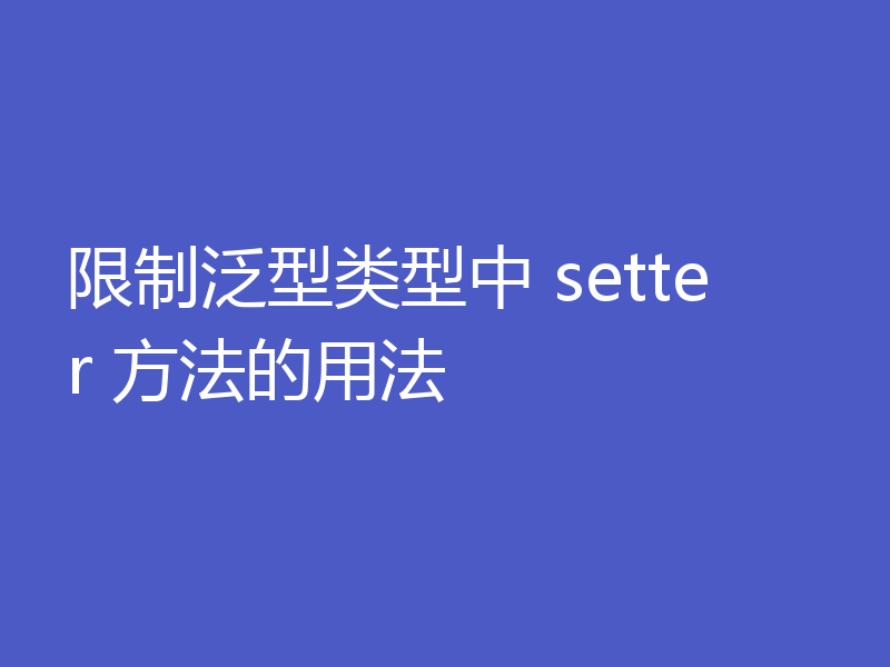 限制泛型类型中 setter 方法的用法