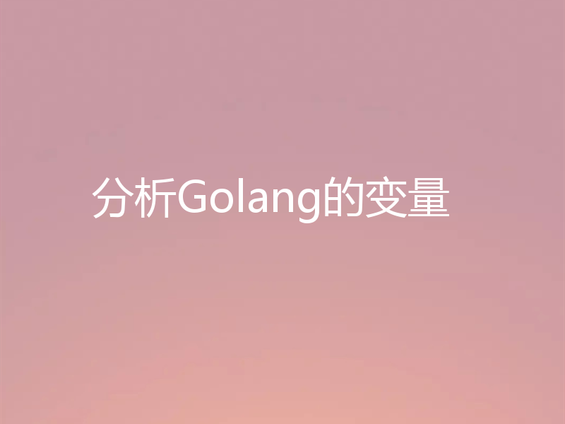 分析Golang的变量