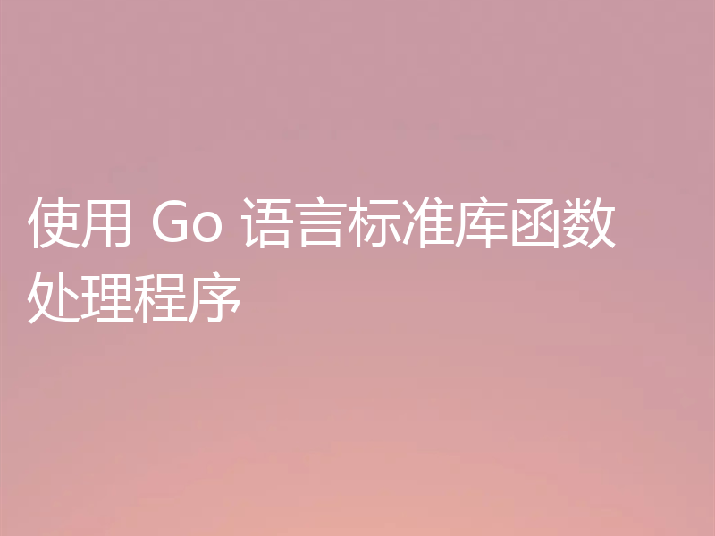 使用 Go 语言标准库函数处理程序