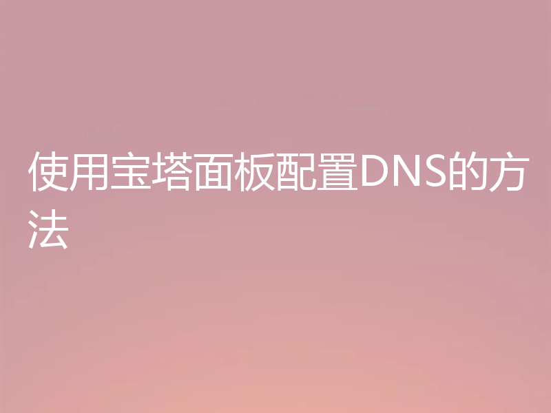 使用宝塔面板配置DNS的方法