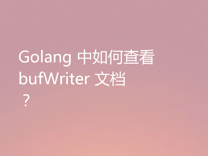 Golang 中如何查看 bufWriter 文档？