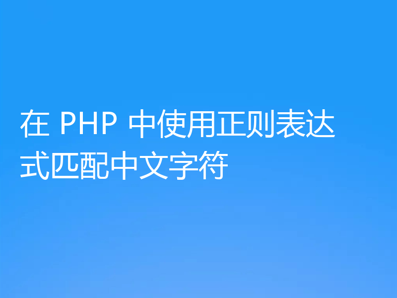在 PHP 中使用正则表达式匹配中文字符