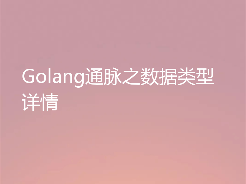 Golang通脉之数据类型详情
