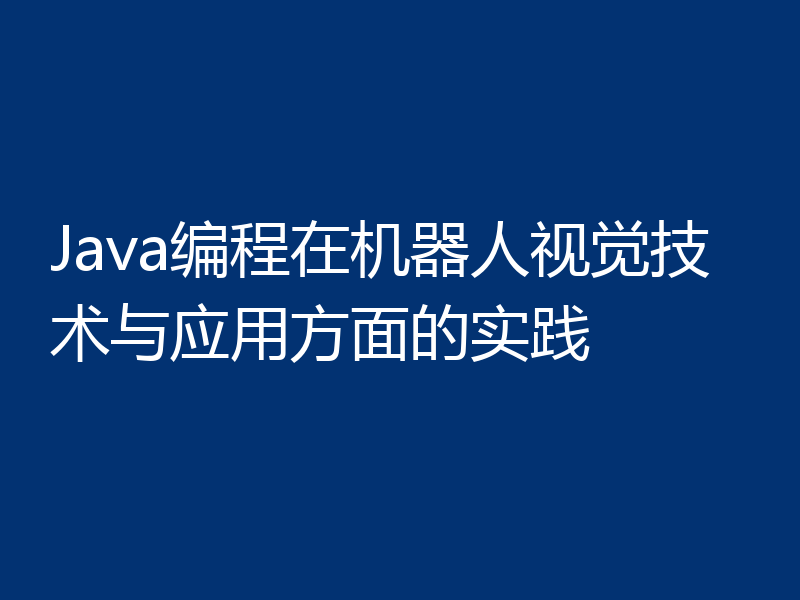 Java编程在机器人视觉技术与应用方面的实践