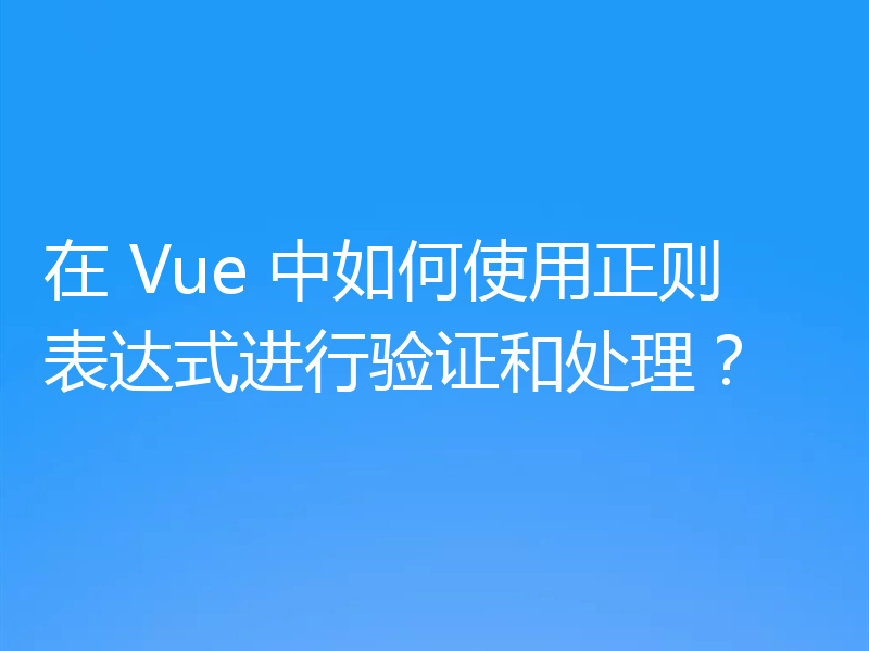 在 Vue 中如何使用正则表达式进行验证和处理？