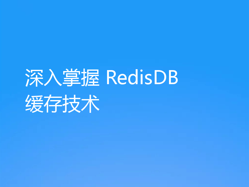 深入掌握 RedisDB 缓存技术