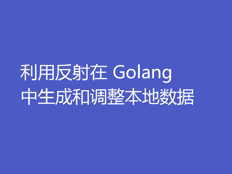 利用反射在 Golang 中生成和调整本地数据