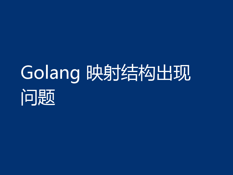 Golang 映射结构出现问题